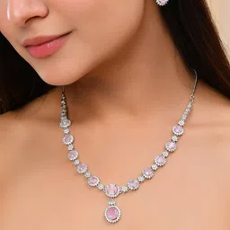 VOJ Silver Plated American Diamond -Studded Jewellery Set-picture-16