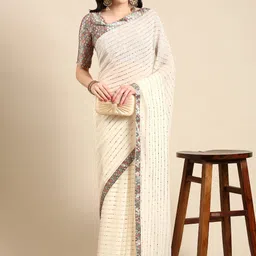 Mitera Embellished Beads & Stones Pure Georgette Heavy Work Saree-image-22