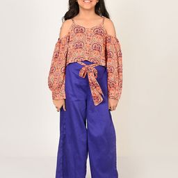 LIL DRAMA Girls Ethnic Motifs Printed Top With Palazzos-picture-25