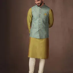 KISAH Mandarin Collar Kurta And Churidar With Nehru jacket-picture-22