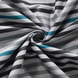 ROMEE Grey & White Striped Cotton 210 TC King Bedsheet with 2 Pillow Covers image 4