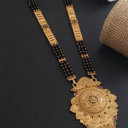 TKRB SALES Gold-Plated Artificial Stones Studded and Beaded Mangalsutra image 2