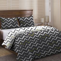 Divine Casa Grey & White Printed 150 GSM Double Duvet Cover With 2 Pillow Covers-picture-23