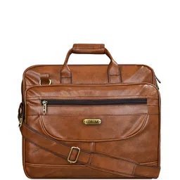 LOREM Textured Tan Color Faux Leather 28L Laptop Bag For Men image 2
