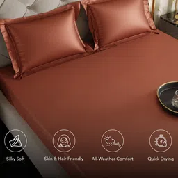 Stoa Paris Date Night Brown 300 TC Fitted Queen Bedsheet with 2 Pillow Covers image 4