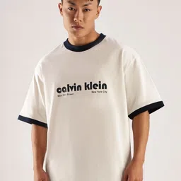 Calvin Klein Jeans Men Brand Logo Printed Round Neck Pure Cotton Relaxed Fit T-shirt image 5