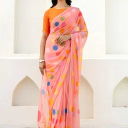 all about you Women Polka Dot Printed Pure Georgette Ready to Wear Saree image 5