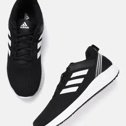 ADIDAS Men Black & White Flydoot Woven Design Running Shoes image 3