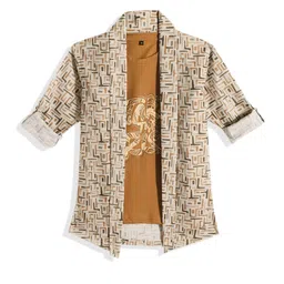 CHARCHIT Boys Printed Lapel Shrug With T-shirt-image-49