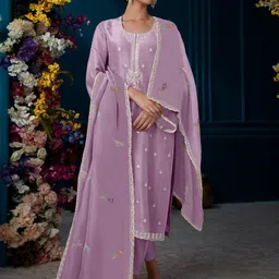 Indo Era Ethnic Motifs Embroidered Regular Beads And Stones Kurta With Trousers & Dupatta image 4