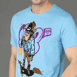 NOBLE HUSTLE Men Graphic Printed Round Neck Cotton T-shirt image 4
