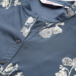 Biba Women Blue & Golden Ethnic Motifs Printed Asymmetric Kurta image 3