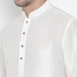 VASTRAMAY Men Cream Kurta with Churidar image 5