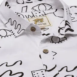 Campus Sutra Men White & White Printed Casual Shirt image 2