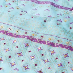 Biba Women Blue & Golden Printed Tiered Layered A-Line Kurta image 5