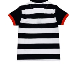 Cherry Crumble Unisex Kids Navy Blue Striped Polo Collar T-shirt image 4
