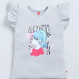 Here&Now X Game Begins Striped Flutter Sleeve High-Low Top image 3