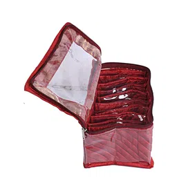 Kuber Industries Maroon Solid Jewellery Organizer With 10 Pouches image 3