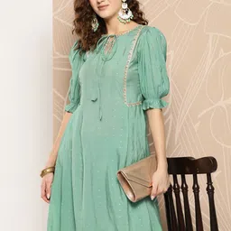 inddus InddusChanderi Cotton Kurta With Trousers image 4