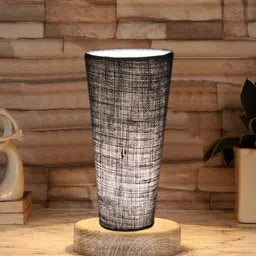 Devansh Blue Wooden Cylindrical Table Lamp image 5