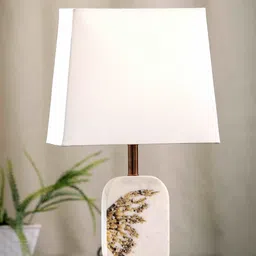 POSH-N-PLUSH White & Brown Solid Contemporary Winged Marble Table Lamp image 2