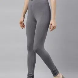 TWIN BIRDS Women Charcoal Grey Solid Churidar-Length Leggings image 2