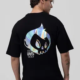 Snitch Men Black Printed Oversized T-shirt-image-99