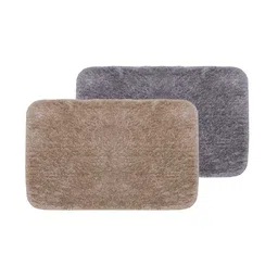 BIANCA Set Of 2 Khaki Brown & Grey Solid 1850 GSM Plush Anti-Skid Bath Rugs image 4