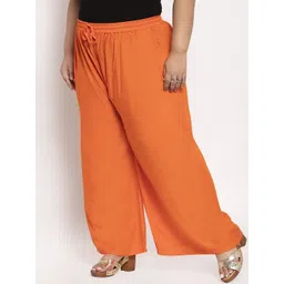 TAG 7 PLUS Women Orange Solid Flared Palazzo image 3