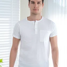 Lux Cozi Henley Neck Short Sleeve Cotton T-shirt-image-54