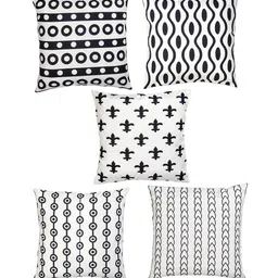 Alina decor Black & White Set of 5 Geometric Square Cushion Covers image 3