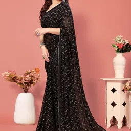 Sangria Printed Leheriya Saree With Blouse Piece image 3