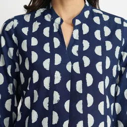 Pink Fort Women Cotton Dabu Half Polka Print Top image 3