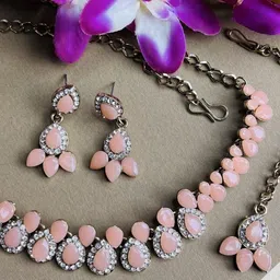 Anouk Rhodium-Plated Stone Studded Jewellery Set image 2