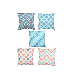 Alina decor Blue & Pink Set of 5 Geometric Square Cushion Covers image 2