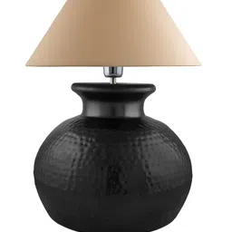 Homesake Black & Beige Solid Bedside Standard Table Lamp with Shade image 2