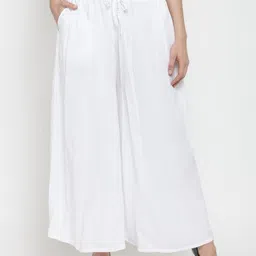 Clora Creation Women Pack of 2 Pink & White Flared Knitted Palazzos image 2