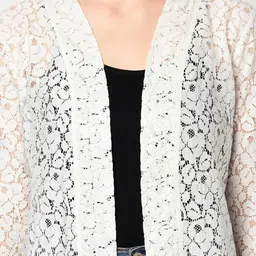 Espresso Women Off-White Self Design Open Front Shrug image 2