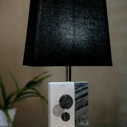 POSH-N-PLUSH Black & White Solid Marble  Bedside Standard Table Lamp image 2