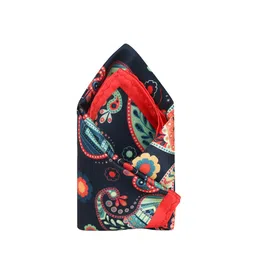 Tossido Men Black & Coral Printed Pocket Square image 3