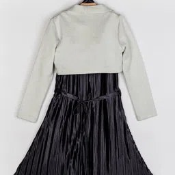 Peppermint Girls Black & Grey Fit & Flare Dress With Open Jacket & Stole image 3