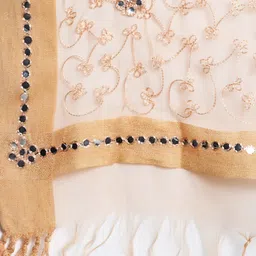 Clora Creation Women Orange Embroidered Dupatta image 3