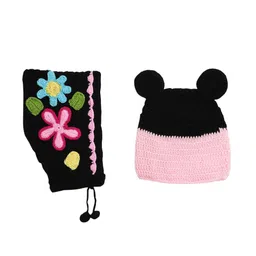 CHUTPUT Unisex Kids Pink & Black Self Design Hand knitted Beanie image 3