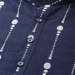 See Designs Men Navy Blue & White Printed Kurta with Pyjamas image 5