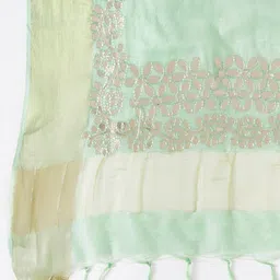 SOUNDARYA Women Olive Solid Dupatta image 2