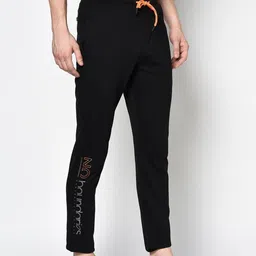 Octave Men Black Solid Cotton Crop Track Pants image 3