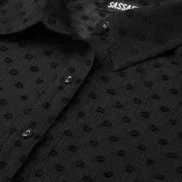 SASSAFRAS Black Dobby Sheer Boxy Shirt image 2
