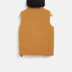 Crimsoune Club Boys Mustard Yellow Solid Lightweight Puffer Jacket image 4