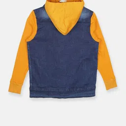Instafab Boys Blue Colourblocked Windcheater Denim Jacket image 2