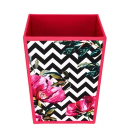 SEJ by Nisha Gupta Pink & Black Printed Wooden Open Dry Bin image 2